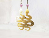 Floral Snake Gemstone Earrings in Multiple Colors - Edgy Petal Jewelry