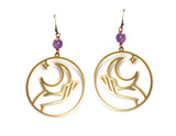 Hand Holding the Moon Earrings in Mutliple Colors - Edgy Petal Jewelry