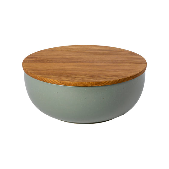 SERVING BOWL 10" W/ OAK WOOD LID PACIFICA