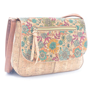 Front Zipper Pocket - Natural Cork Women's Crossbody Bag   - Meninas Bonitas Cork