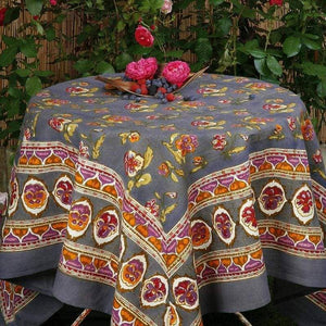 59"x59"  Pansy Red/Grey Tablecloths - Couleur Nature