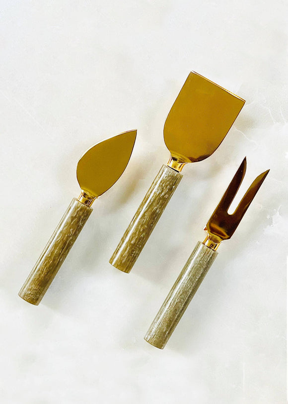 Brown Resin & Steel Cheese Tools - Tiramisu