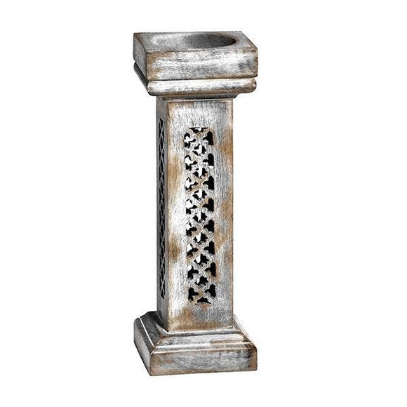 Trellis Medium Candleholder in Distressed Silver 12