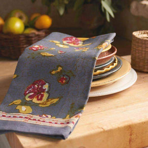 Couleur Nature - Pansy Red & Grey Tea Towel
