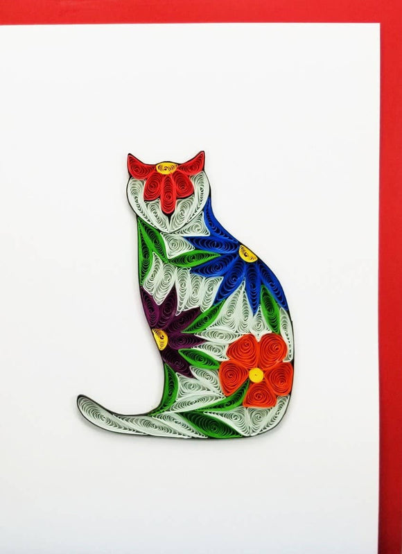 Flower Cat Card - Iconic Quilling
