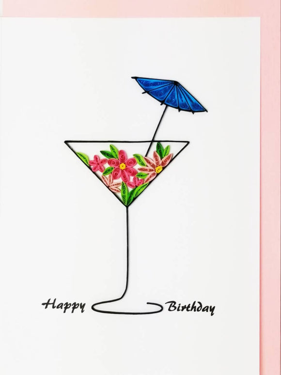 Happy Birthday Martini Glass - Iconic Quilling