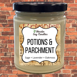 Potions & Parchment Soy Candle  - Hardin Soy Candles/Book Rack Peoria