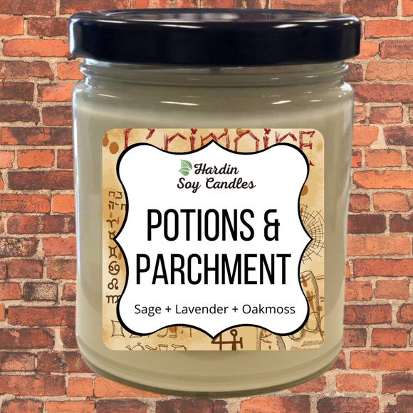 Potions & Parchment Soy Candle  - Hardin Soy Candles/Book Rack Peoria