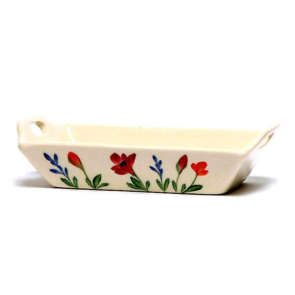 Red Poppy Cracker Basket - Emerson Creek Pottery