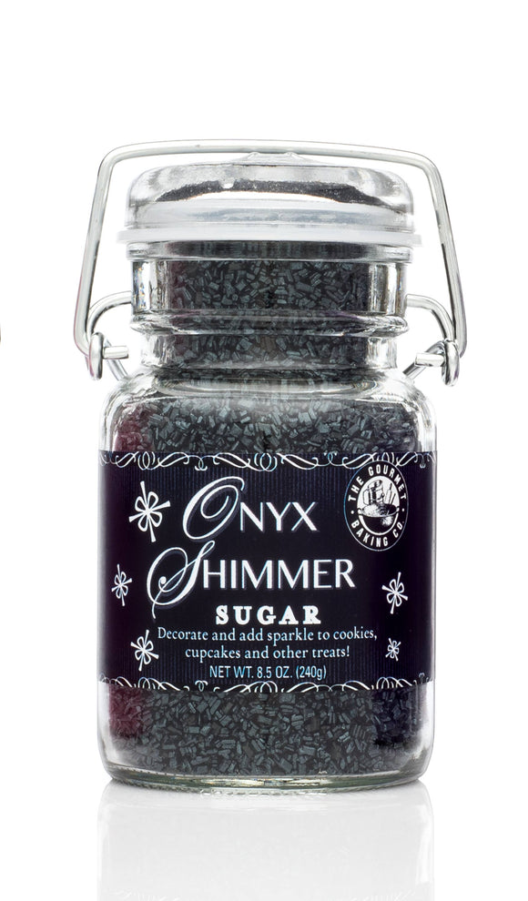 Onyx Black Shimmer Sugar 7.6 Oz - The Gourmet Baking Co.