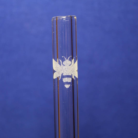 Etched Bee Glass Straw with cleaning brush - DrinkingStraws.Glass LLC -