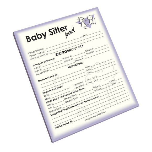 Babysitter Note Pad - Journals Unlimited