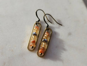 Multicolor Citrine, Sunstone and Crystal Peapod Earring - Edgy Petal Jewelry