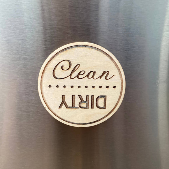 Dishwasher Clean & Dirty Engraved Wood Magnet - Munsell Made