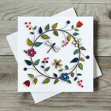  Hedgerow Dragonfly & Flowers blank greetings card - Nicky Brier Designs