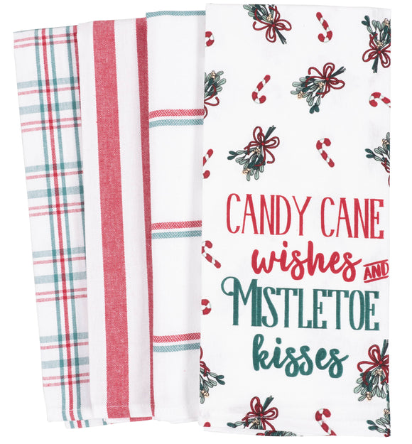 Candy Cane & Mistletoe - Kitchen Towel Set of 4 - KAF Home