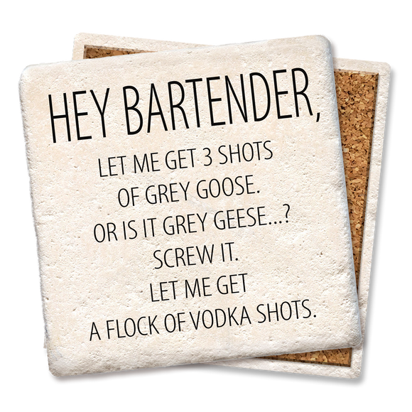 Hey Bartender Flock of Vodka Shots - Tipsy Coasters & Gifts