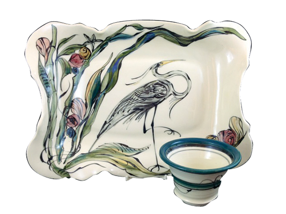 Rec. Chip n Dip, Heron - Clay Born Pottery