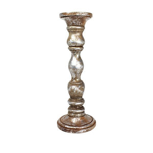 Mela Artisans - Willow Candleholder Large in Distressed Silver - Aubergine 