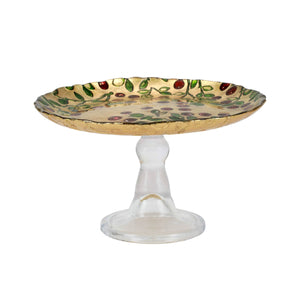 SMALL CAKE STAND - CRANBERRY GLASS