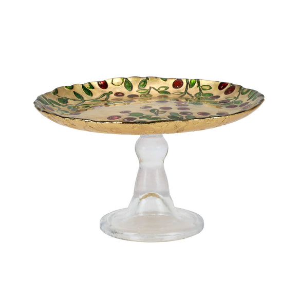 SMALL CAKE STAND - CRANBERRY GLASS