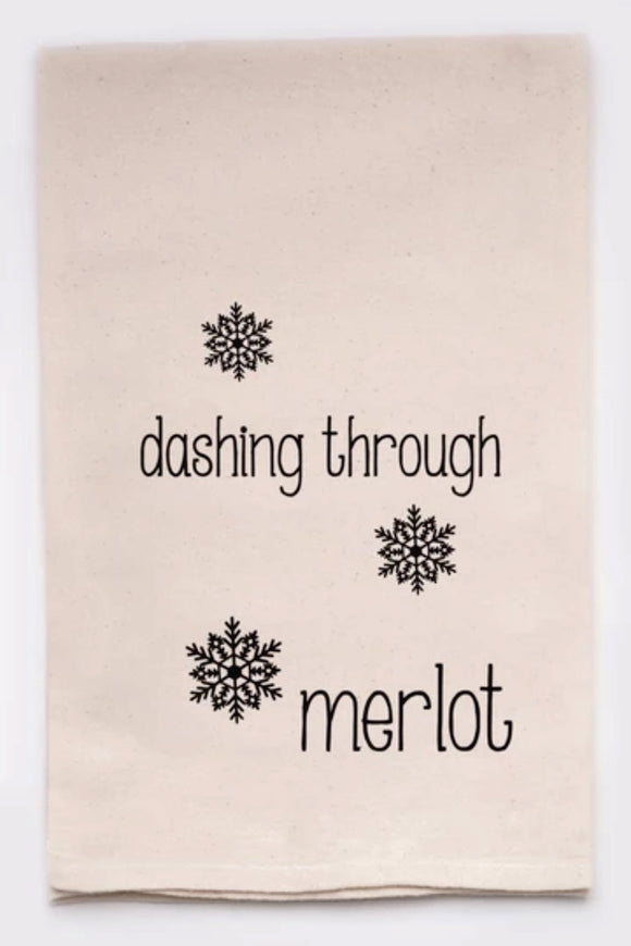 Dashing Through Merlot - Tea Towel