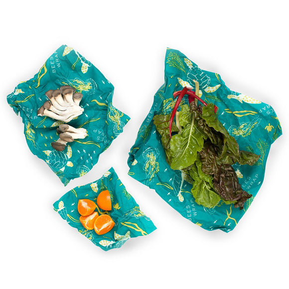 Oceans Print 3 Pack Assorted Sizes - Bee's Wrap