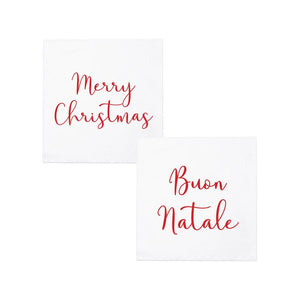 MERRY CHRISTMAS/BUON NATALE Cocktail Papersoft Napkins - Pack of 20