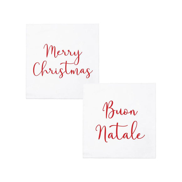 MERRY CHRISTMAS/BUON NATALE Cocktail Papersoft Napkins - Pack of 20