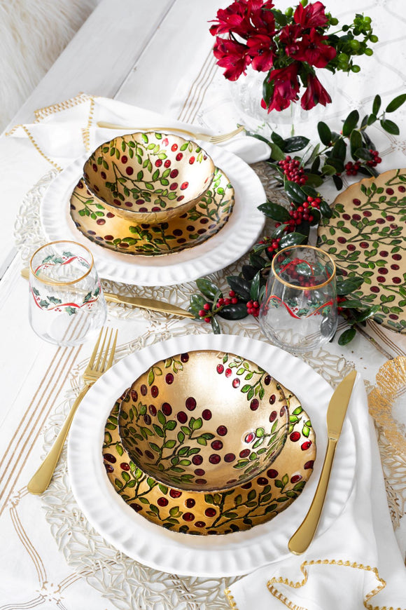 CEREAL BOWL - CRANBERRY GLASS