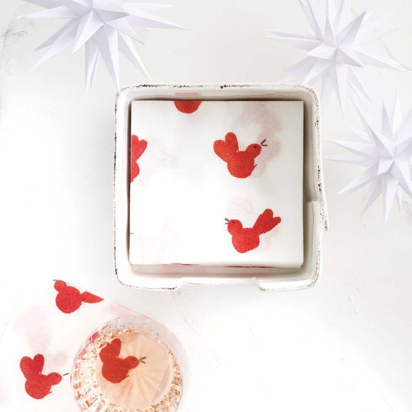RED BIRD COCKTAIL NAPKINS - Pack of 20 - PAPERSOFT NAPKINS