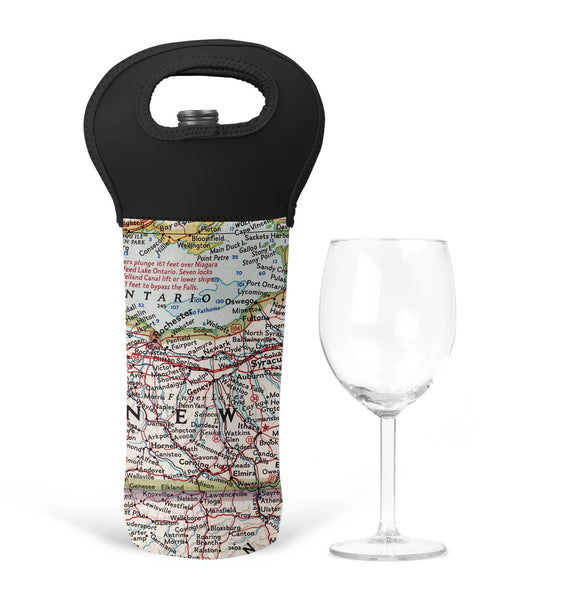 Finger Lakes New York Map Wine Tote - Daisy Mae Designs