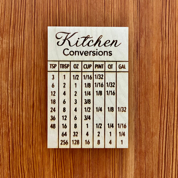 Kitchen Conversion Engraved Wood Magnet - Munsell Made