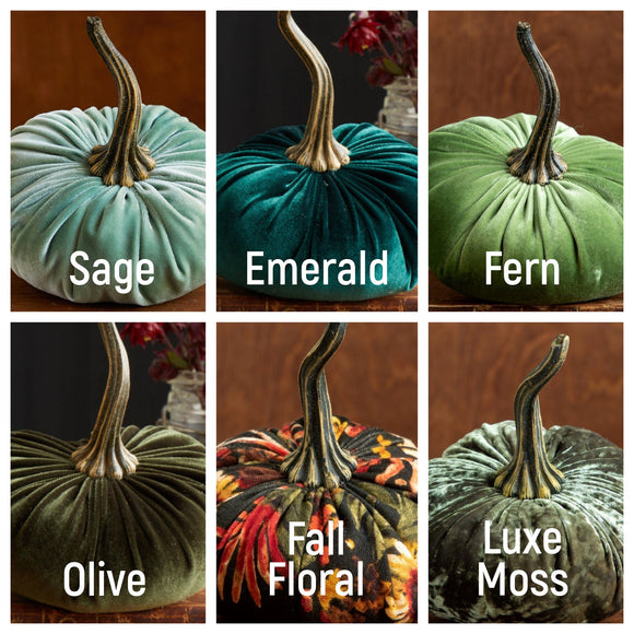 Olive Large Velvet Pumpkins - Your Heart's Content - Handmade
