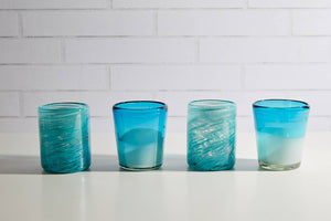 Mexican Glasses - Aqua  Handblown - Set of 4 - Verve Culture