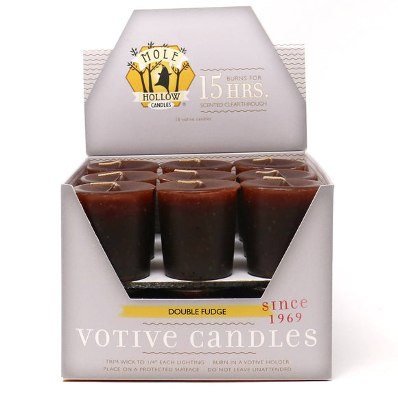 Double Fudge Scented Votive Candles  - Mole Hollow Candles