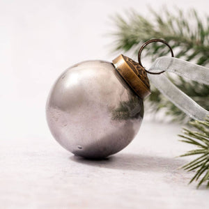 Slate Pearlescent Glass Bauble - 2"  - Bollywood Christmas