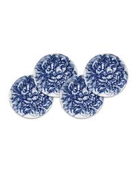 Peony Blue Canape Dishes, Set/4